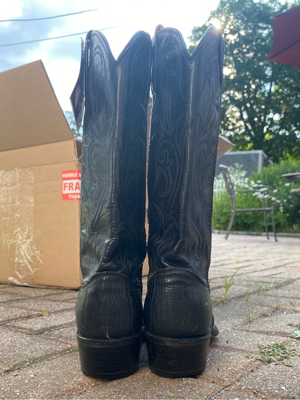 Black Dan Post Western Men’s Cowboy Boots - Pointed Toe - Picture 5 of 7